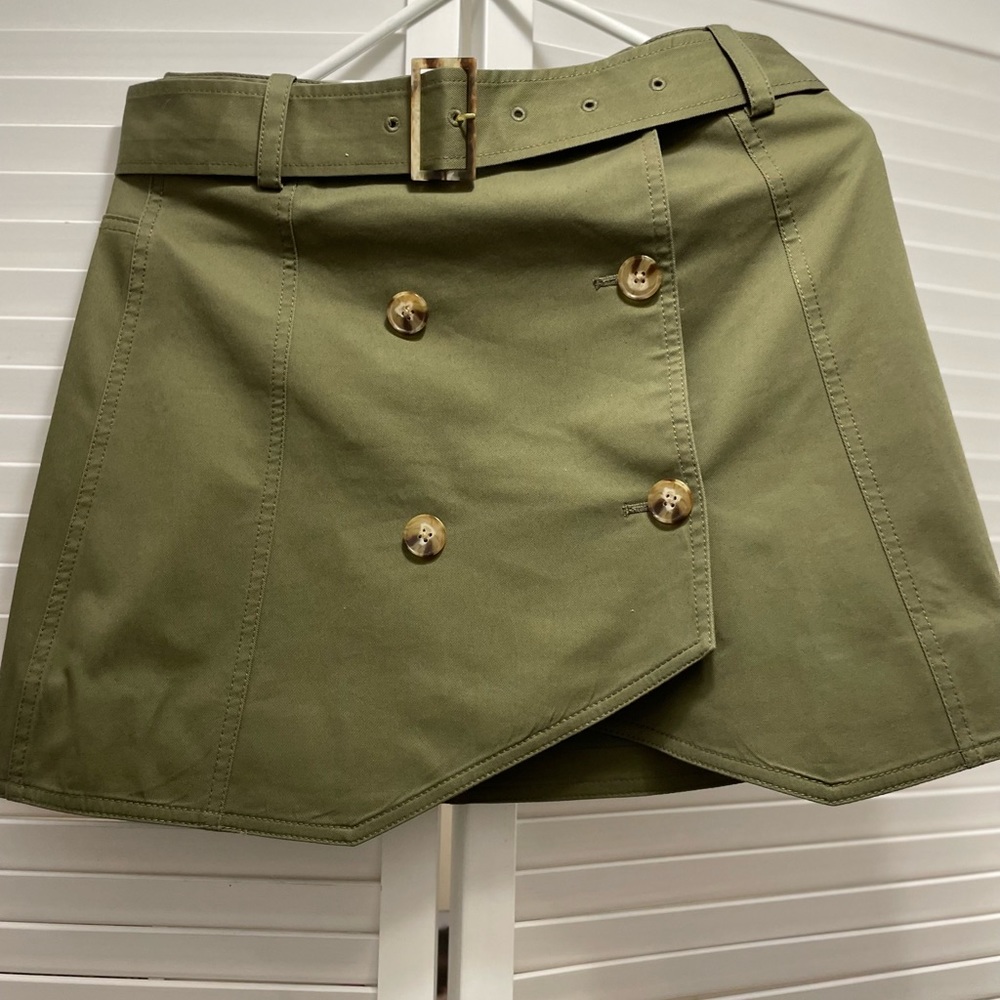 Derek Lam Crosby trench army wrap mini skirt